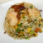 Salted Fish Fried Rice with eggs, chicken and prawns, cooked in 15 minutes