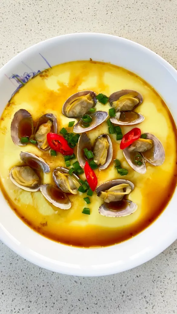 Steamed egg with clams in this super easy recipe