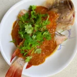 Steamed Fish with Chilli Bean Sauce, spicy, savoury, sweet, in this super easy recipe