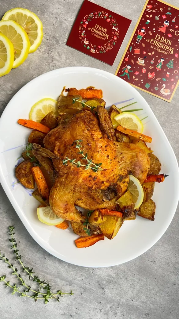 Juicy Christmas Roast Chicken Juicy Christmas Roast Chicken with carrots and potatoes