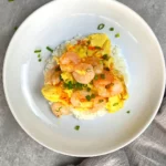 10-Minute Prawn and Egg, eaten over fluffy white rice, so simple and delicious